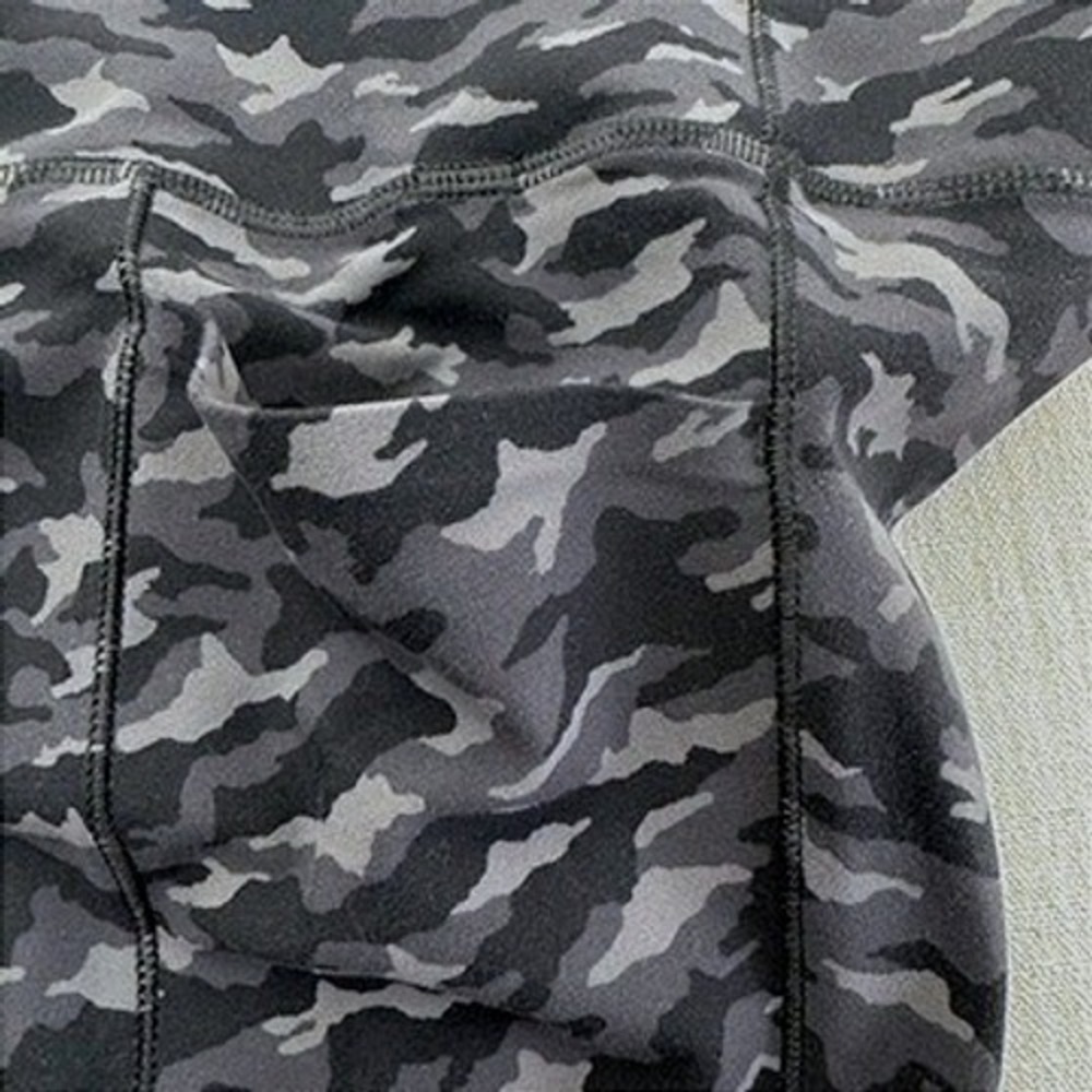 Athleta Salutation Stash Pocket II‎ Printed 7/8 Tight Camo Leggings Grey Black M - Picture 13 of 15